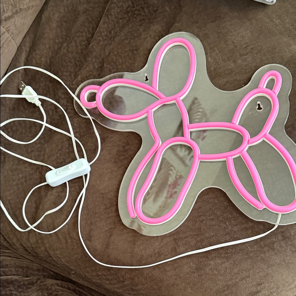 Pink Neon Balloon Dog Light